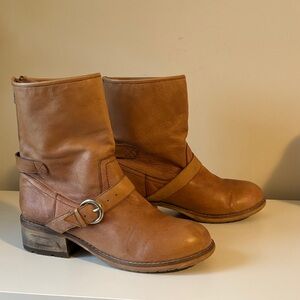 Leather Zip Studded Moto Combat Boots Size 9 EUC